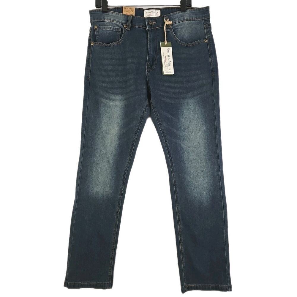 Smith & Mills ~Men's 34×30~ Blue Denim Tailored Jeans Stretch NWT